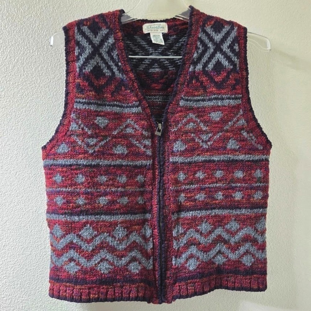 St. John's Bay Men's Fair Isle Sweater Vest Knit Pullover‎ Multi Color M